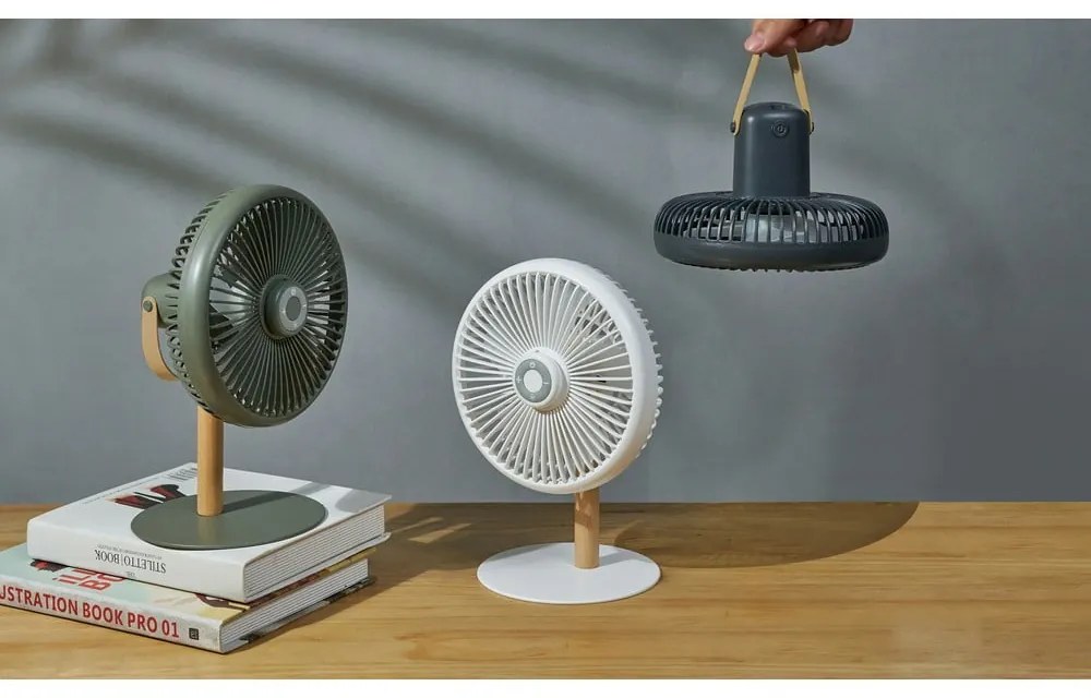 Krémszínű asztali lámpa ventilátorral, távirányítóval (magasság 26 cm) Beyond – Gingko