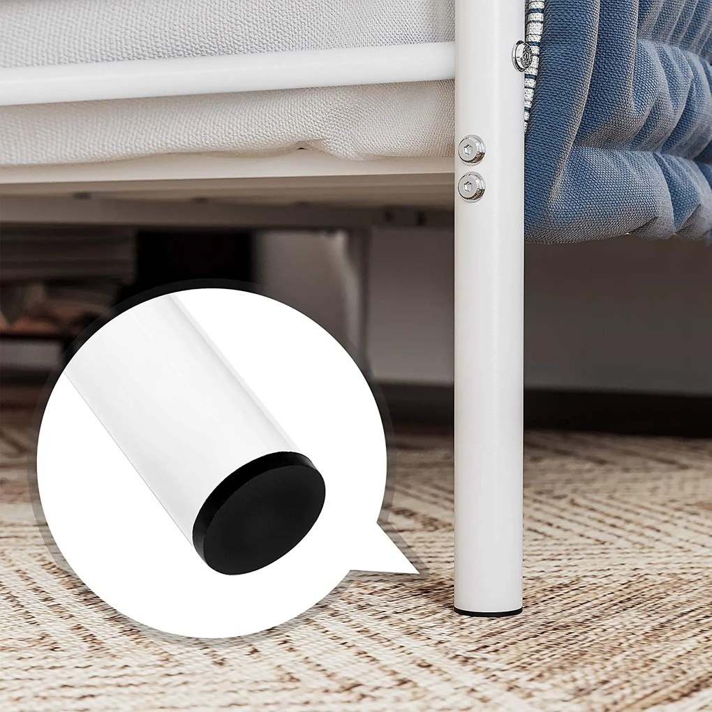 Egyszemélyes ágykeret, fém ágykeret, fehér