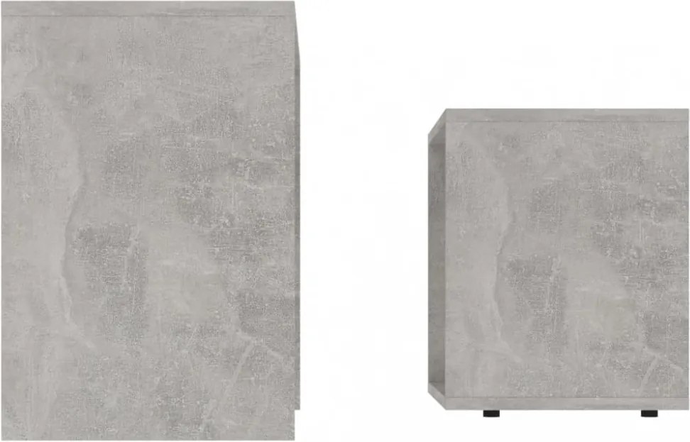 betonszürke szerelt fa dohányzóasztal szett 48 x 30 x 45 cm
