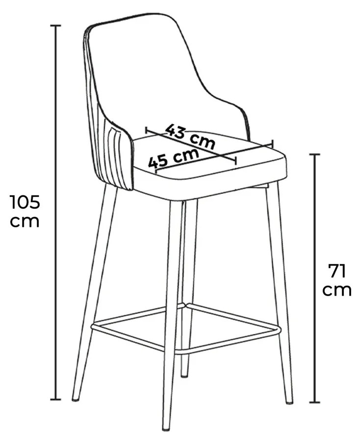 Enox Anthracite bárszék szett, 6 db, 6 db