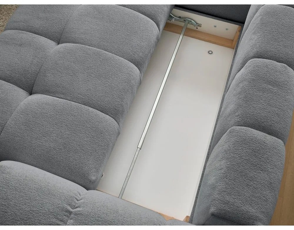 Sötétszürke zsenília kinyitható-tárolóhelyes sarokkanapé (bal oldali-L alakú) Everest – Bobochic Paris