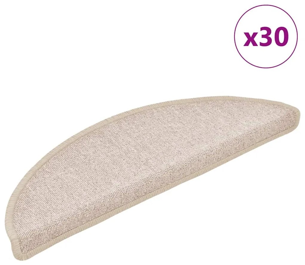 30 db lépcsőszőnyeg 56 x 17 x 3 cm bézs félkör alakú