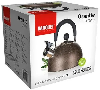 Banquet GRANITE Brown rozsdamentes acél teáskanna, 1,7 l