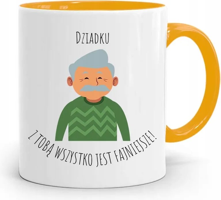 Sárga Bögre Nagypapának Veled Minden Menőbb, fényképes nyomtatással