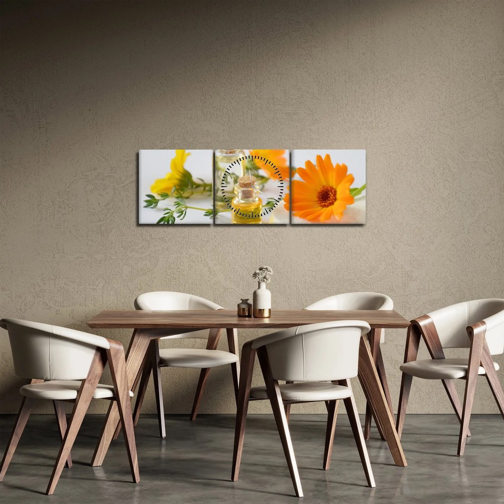 Narancsságra virágok képe (órával) (90x30 cm)