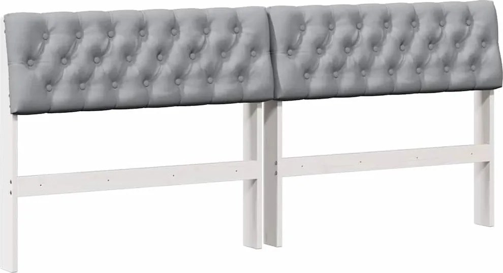 vidaXL Kárpitozott fejtámla Világosszürke 180 cm Tömör fenyőfa