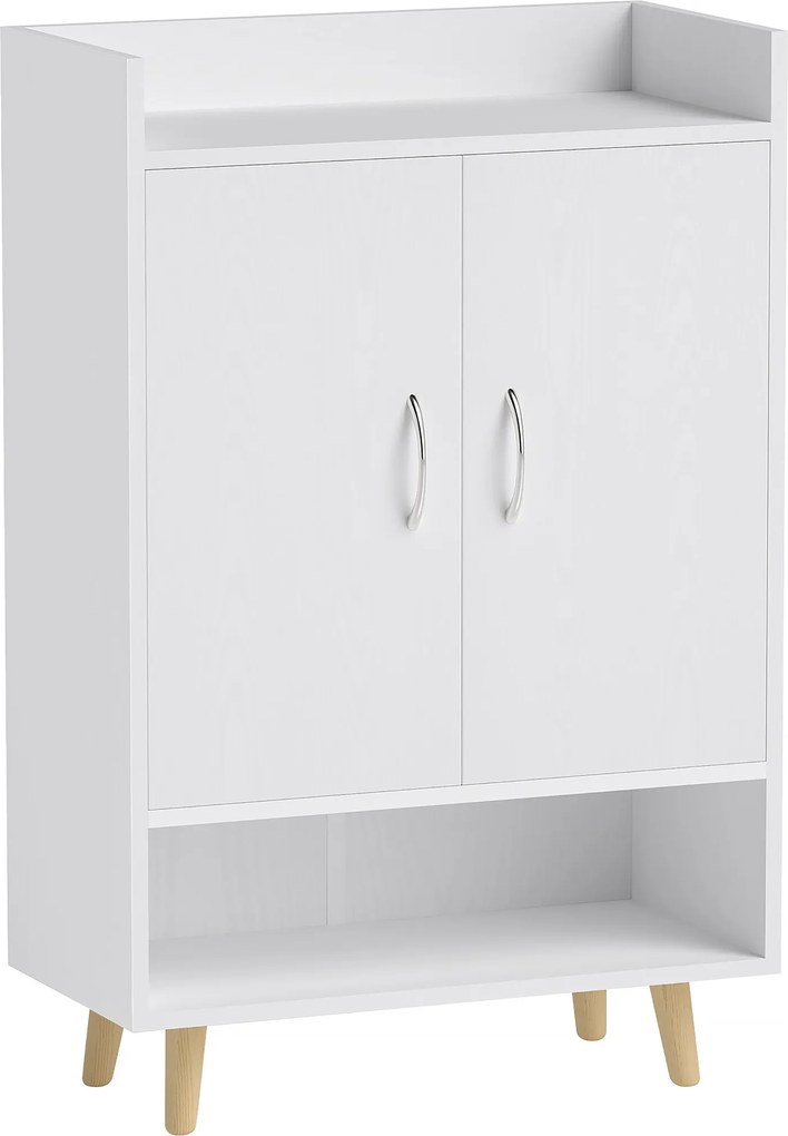 HOMCOM Cipőszekrény Cipőtartó Karcsú formával, 4 rekesszel, 12 pár cipő tárolására, Bejárat 60 x 30 x 92 cm, Fehér | Aosom