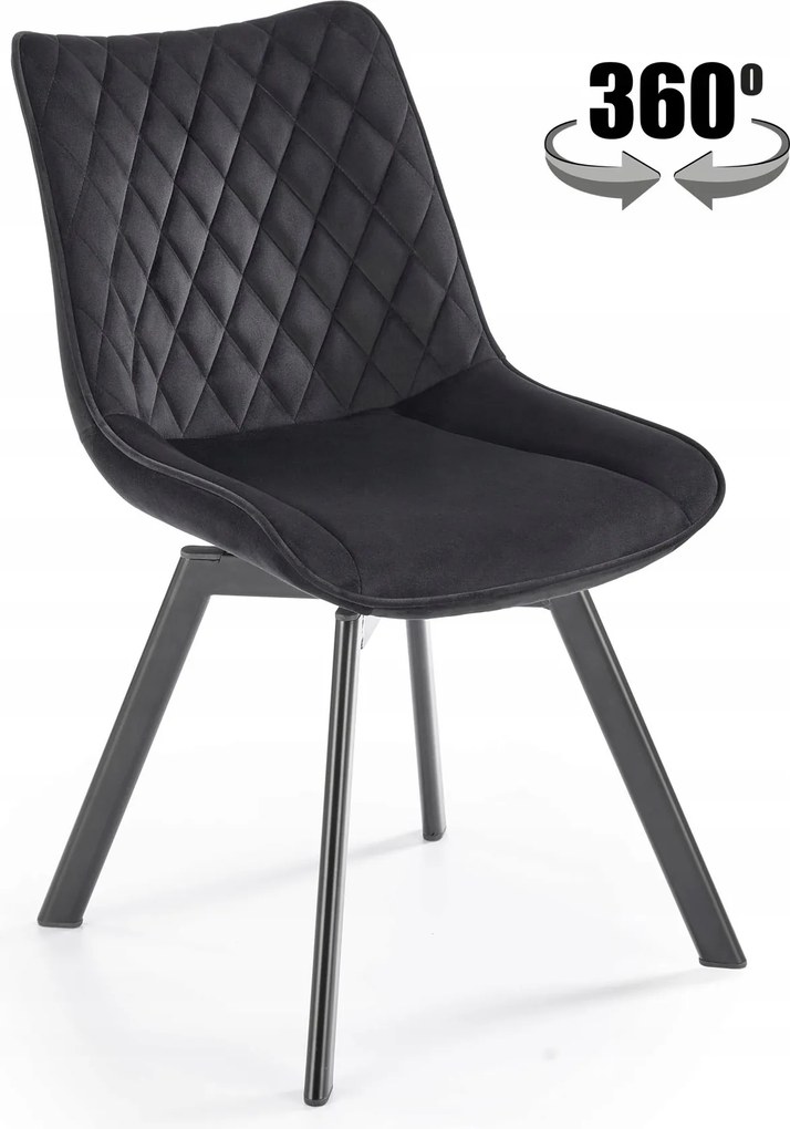 Konyhai szék velvet fekete steppelt glamour étkezőbe és konyhába -K520