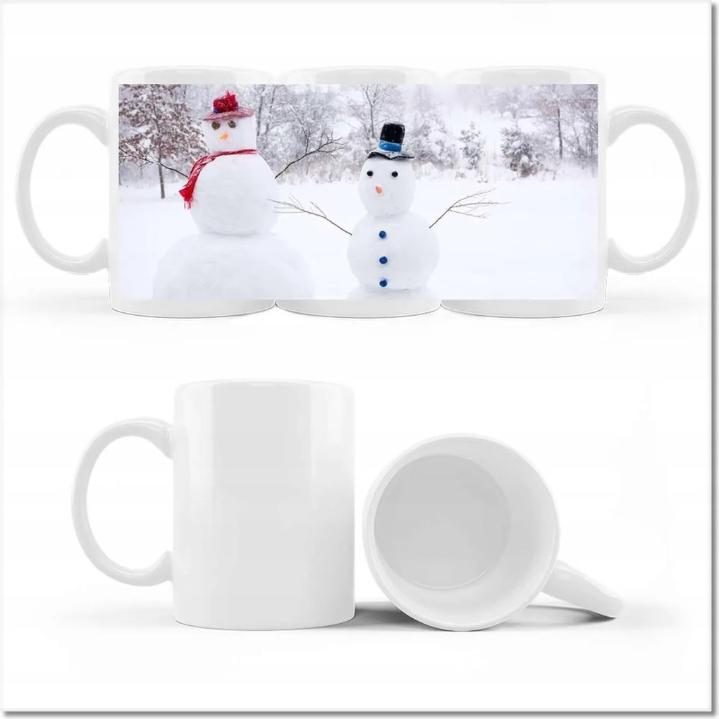 Fényképes bögre Hóemberek Tél Hó Fehér