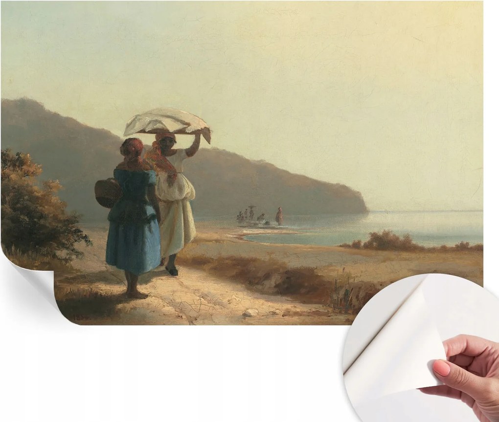 Öntapadós tapéta Fali furnér 3D hatás Tengerparti séta 104x70 cm