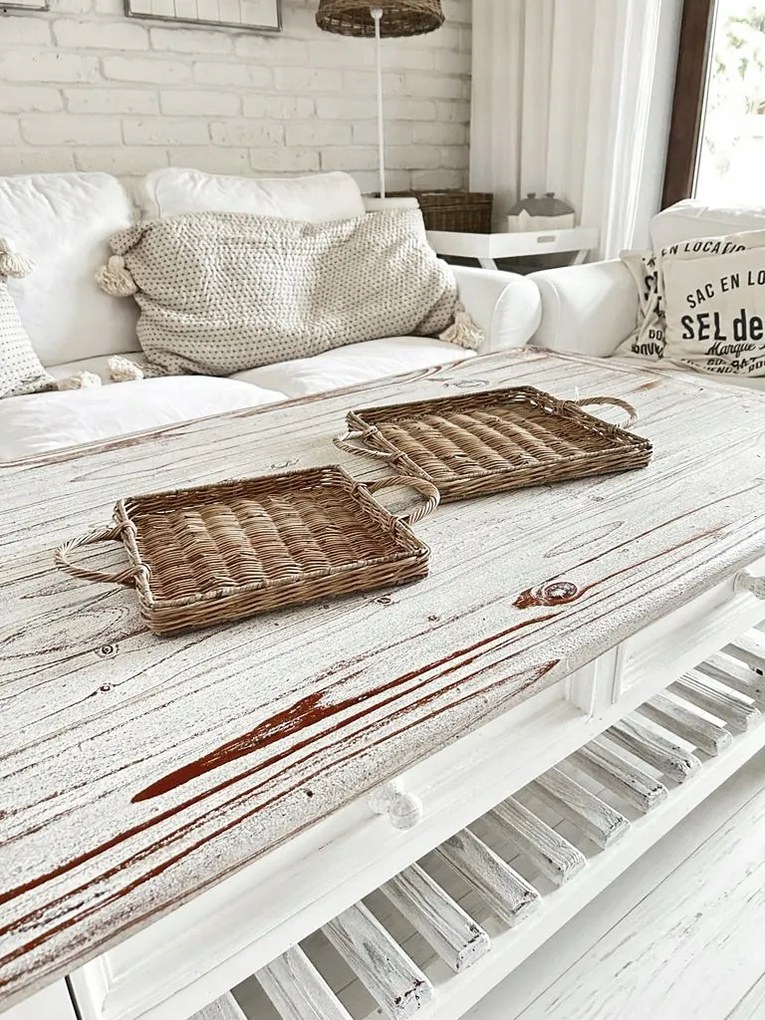 Rusztikus Négyzet alakú tálca nagy alátét Hampton 30x30