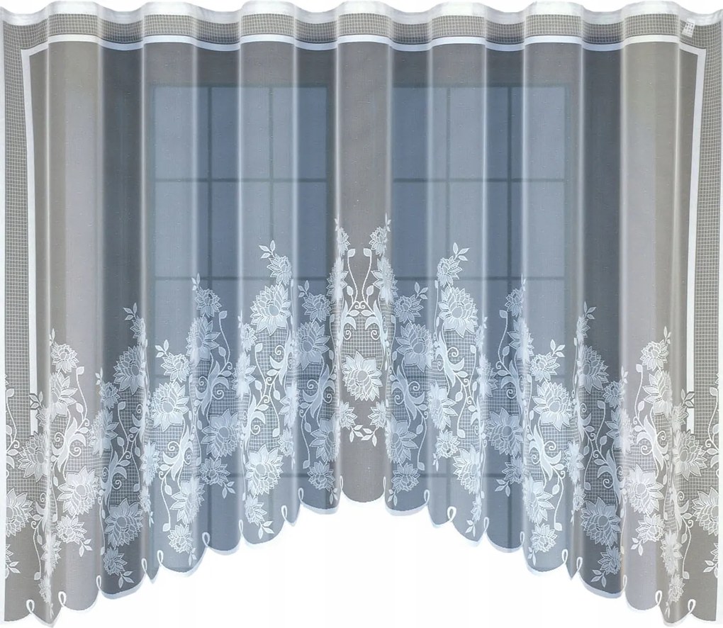 Függöny kész jacquard íves kivágott szalag mintával 160x300 cm fehér