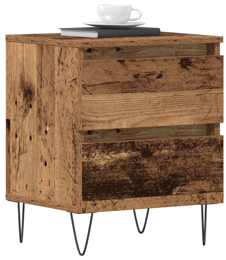 vidaXL Éjjeliszekrény fiókkal 2 pcs Régi fa 40 x 35 x 50 cm Faanyag