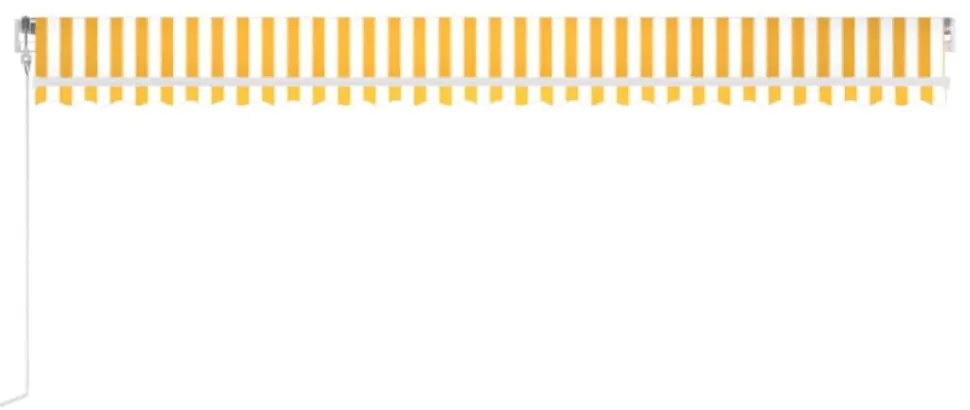 sárga-fehér szélérzékelős és LED-es napellenző 600 x 350 cm