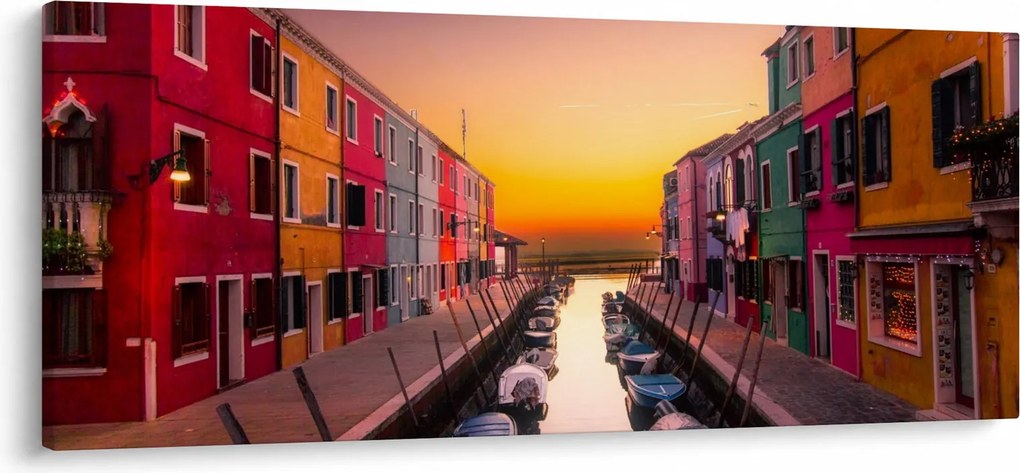 Kép - Naplemente, Burano sziget, Velence, Olaszország (120x50 cm)