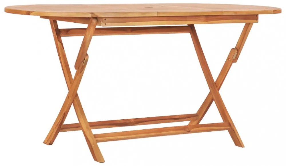 összecsukható kerti tömör tíkfa asztal 160 x 80 x 75 cm