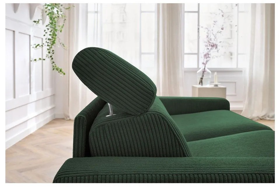 Sötétzöld kordbársony kinyitható kanapé 195 cm Monaco – Bobochic Paris