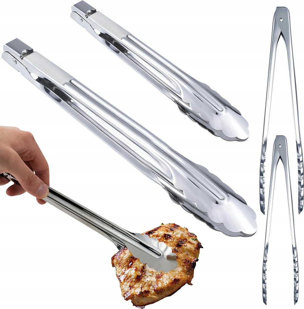 Konyhai Fogó Univerzális Fém Grill Szett 2 Db Kicsi És Nagy