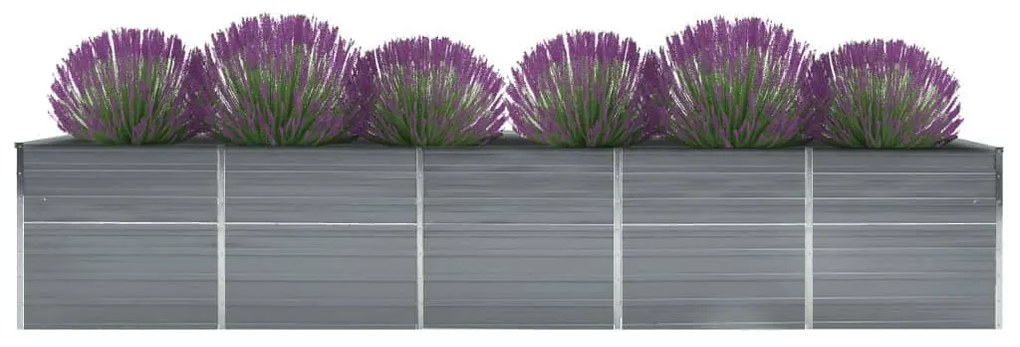 Szürke horganyzott acél kerti magaságyás 400 x 80 x 45 cm