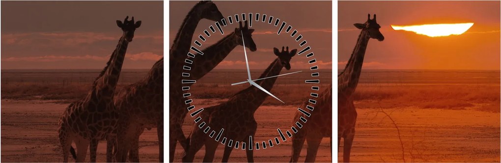 Kép - Zsiráfok az afrikai szavannán (órával) (90x30 cm)