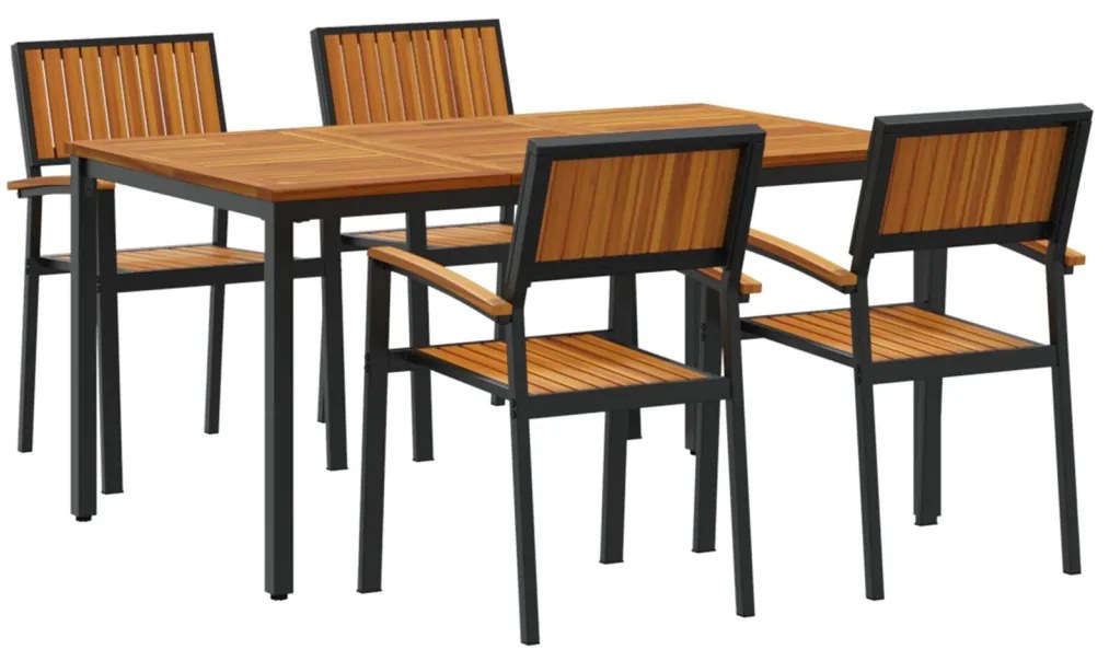 Kert étkező szett 5 pcs Fekete és barna 150 x 90 x 75 cm