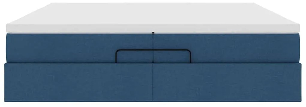 Ottomán ágykeret matracokkal kék 200x200cm szövet
