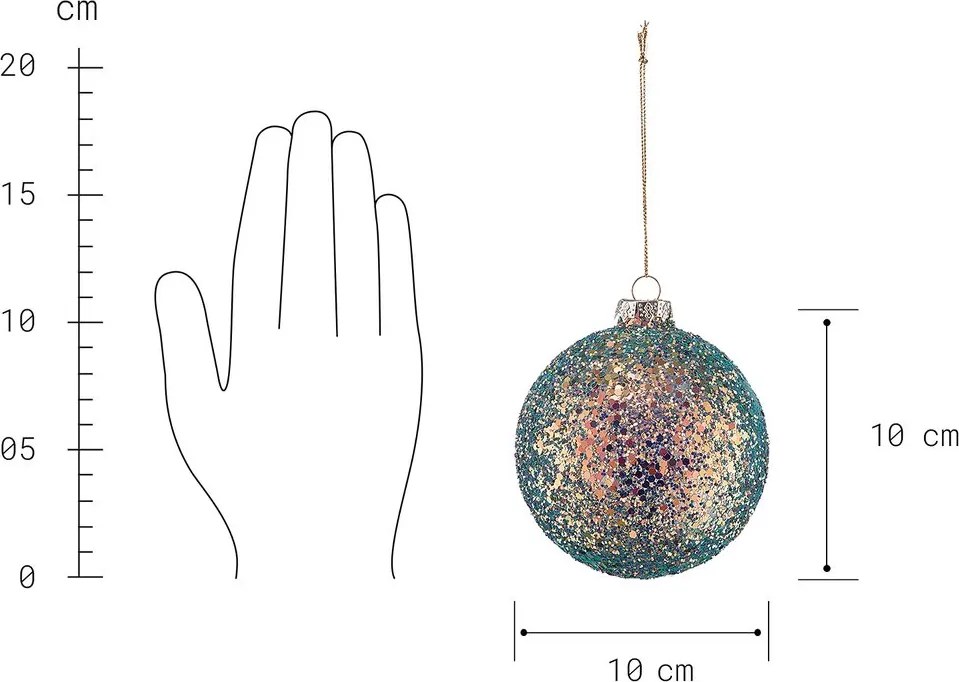 HANG ON üveg karácsonyfadísz flitterekkel, zöld-arany Ø 10cm