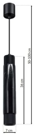 Csillár zsinóron MARBLE 1xGU10/8W/230V fekete