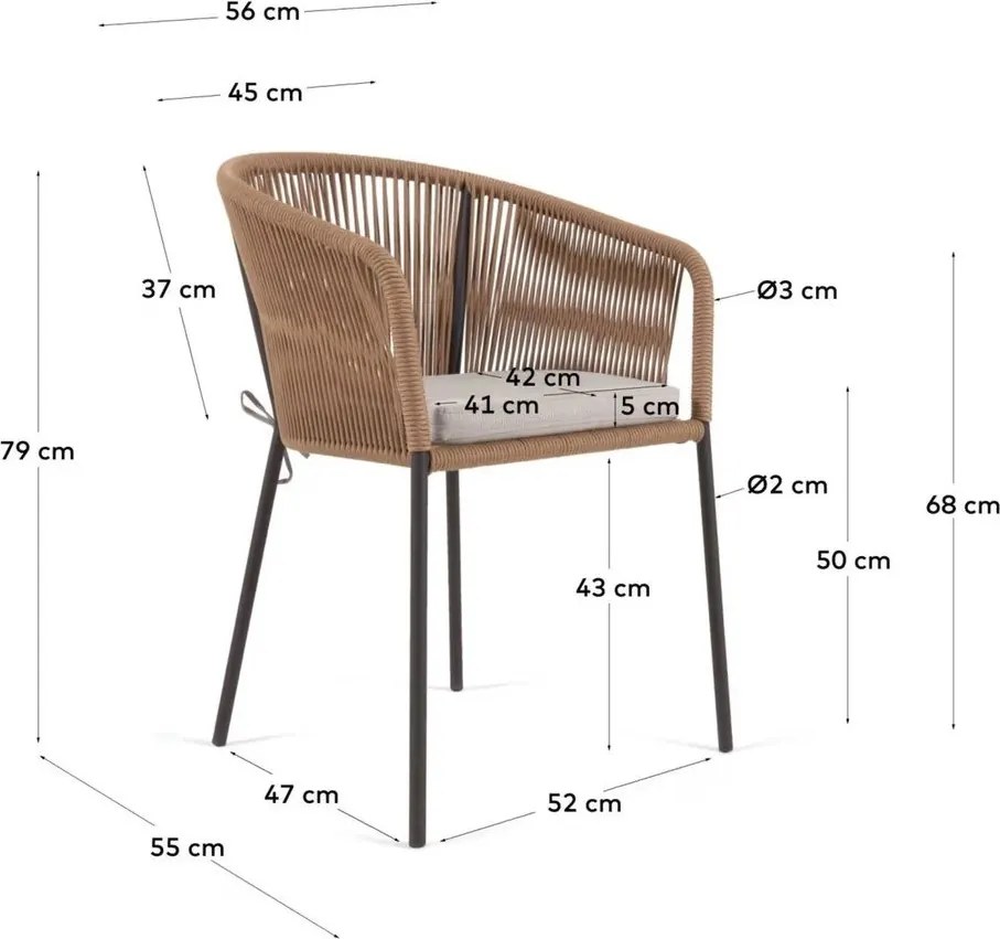 Bézs fém-párnázott kerti szék Yanet – Kave Home