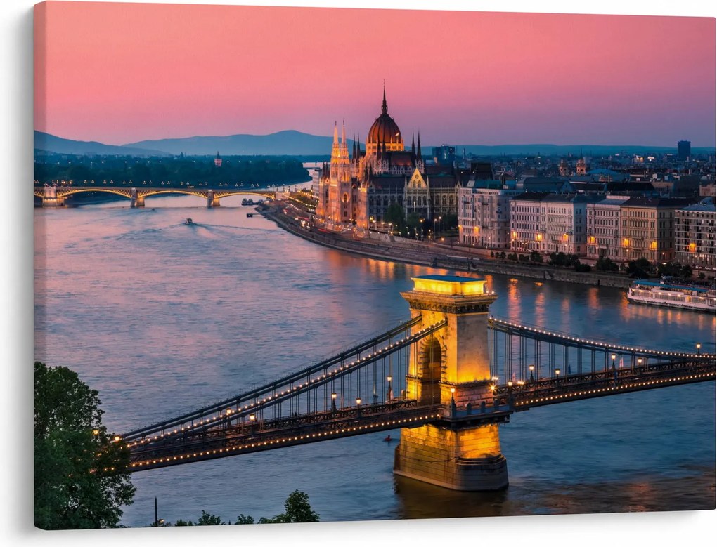 Kép - panoráma a városra, Budapest, Magyarország (70x50 cm)