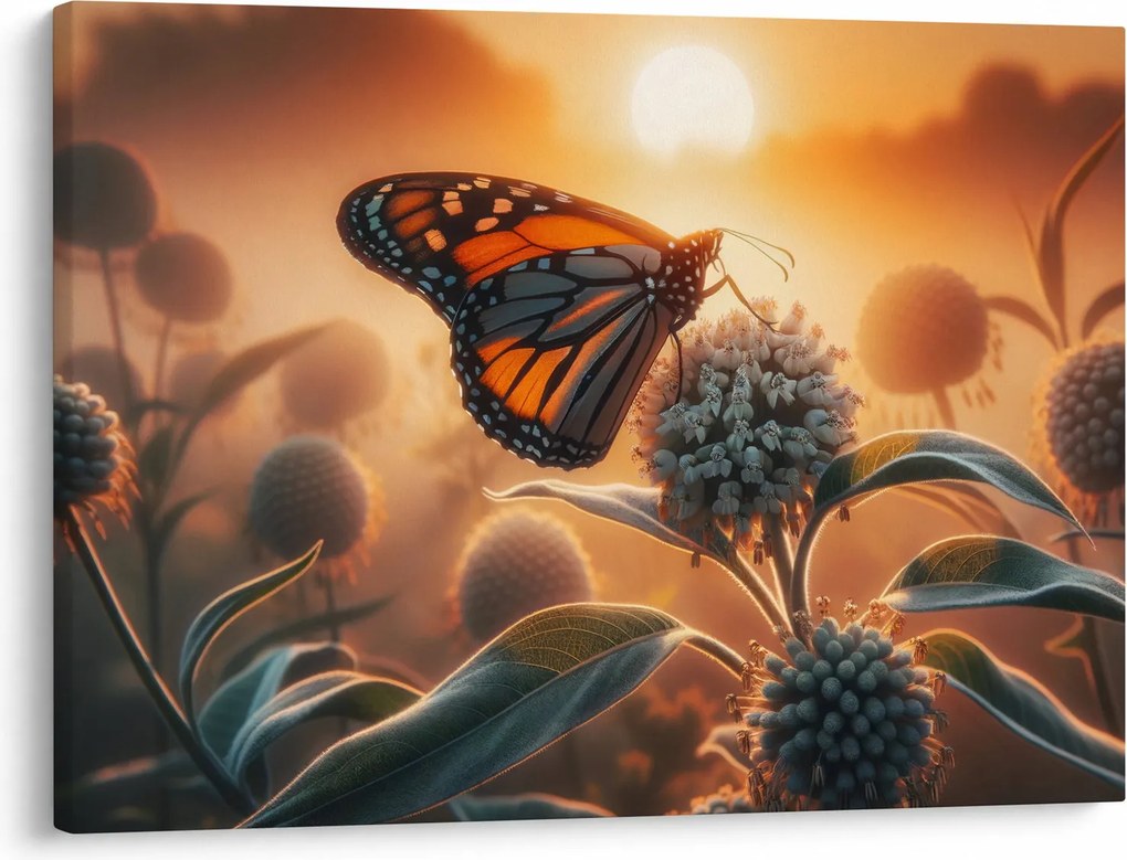 Kép – Pillangó a lenyugvó napban (70x50 cm)