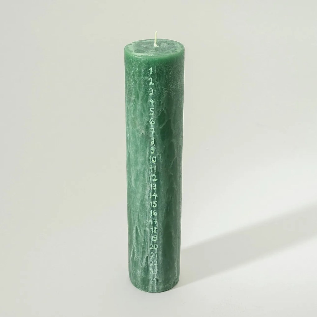 Adventi gyertya zöld 25 cm, karácsony 6x6x30 cm