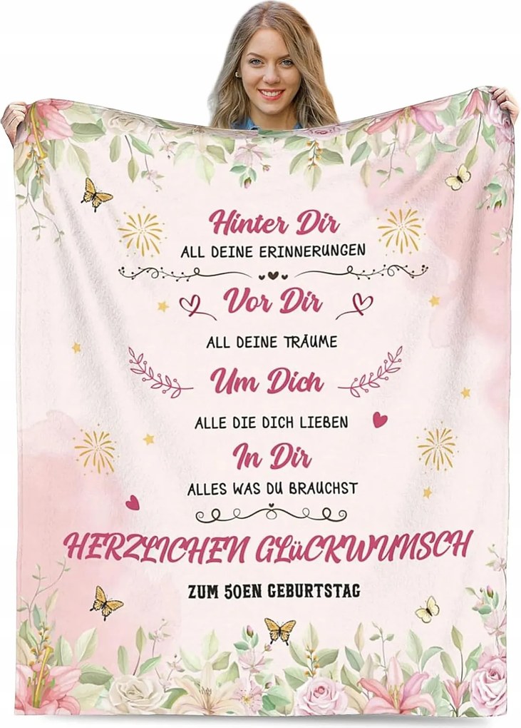 Takaró 50. Születésnapra Nőknek Hangulatos Tökéletes Ajándék 130x150 cm