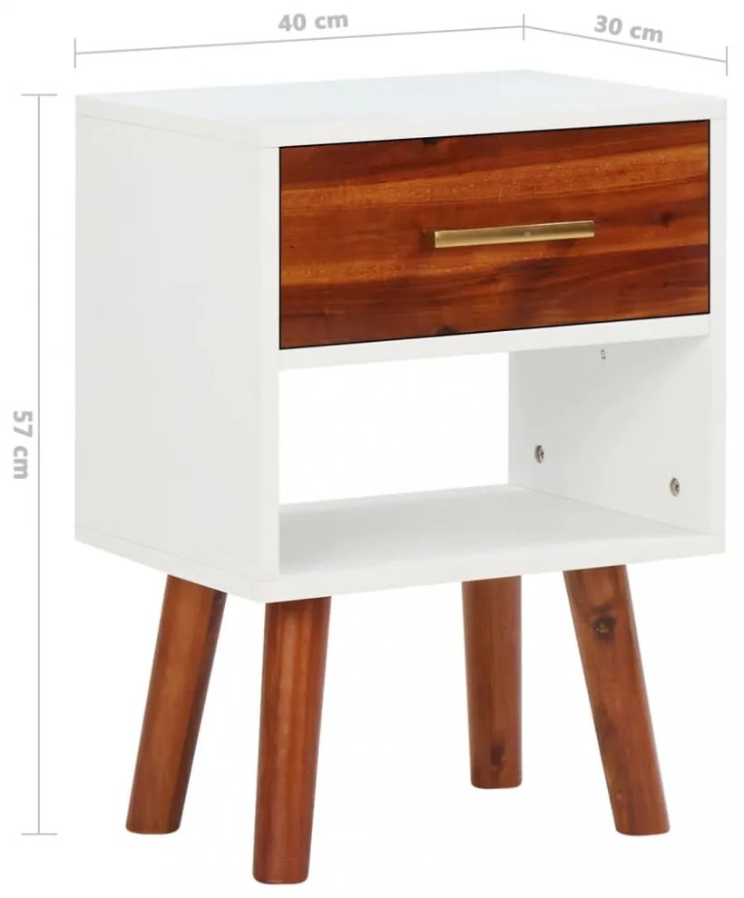 vidaXL 2 db tömör akácfa éjjeliszekrény 40 x 30 x 57 cm