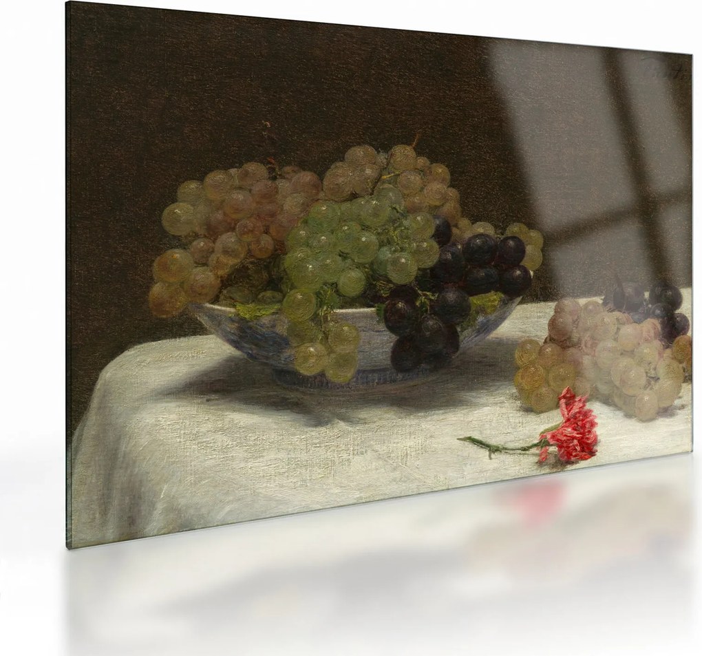 Üveg kép - Henri Fantin-Latour, Still Life with Grapes and a Carnation, reprodukciók (70x50 cm)