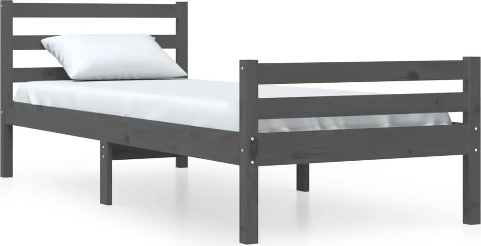 vidaXL szürke tömör fenyőfa ágykeret 100 x 200 cm