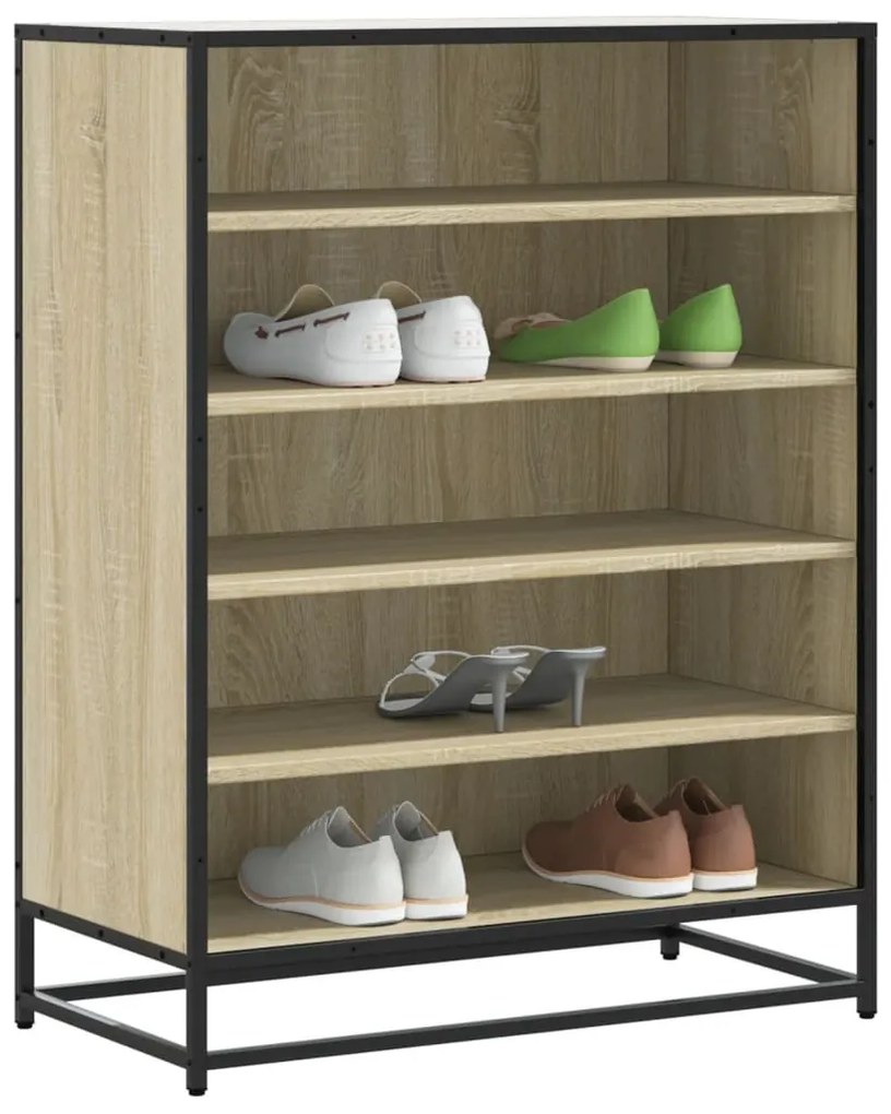 vidaXL sonoma tölgy színű szerelt fa és fém cipőszekrény 75x38x97,5 cm