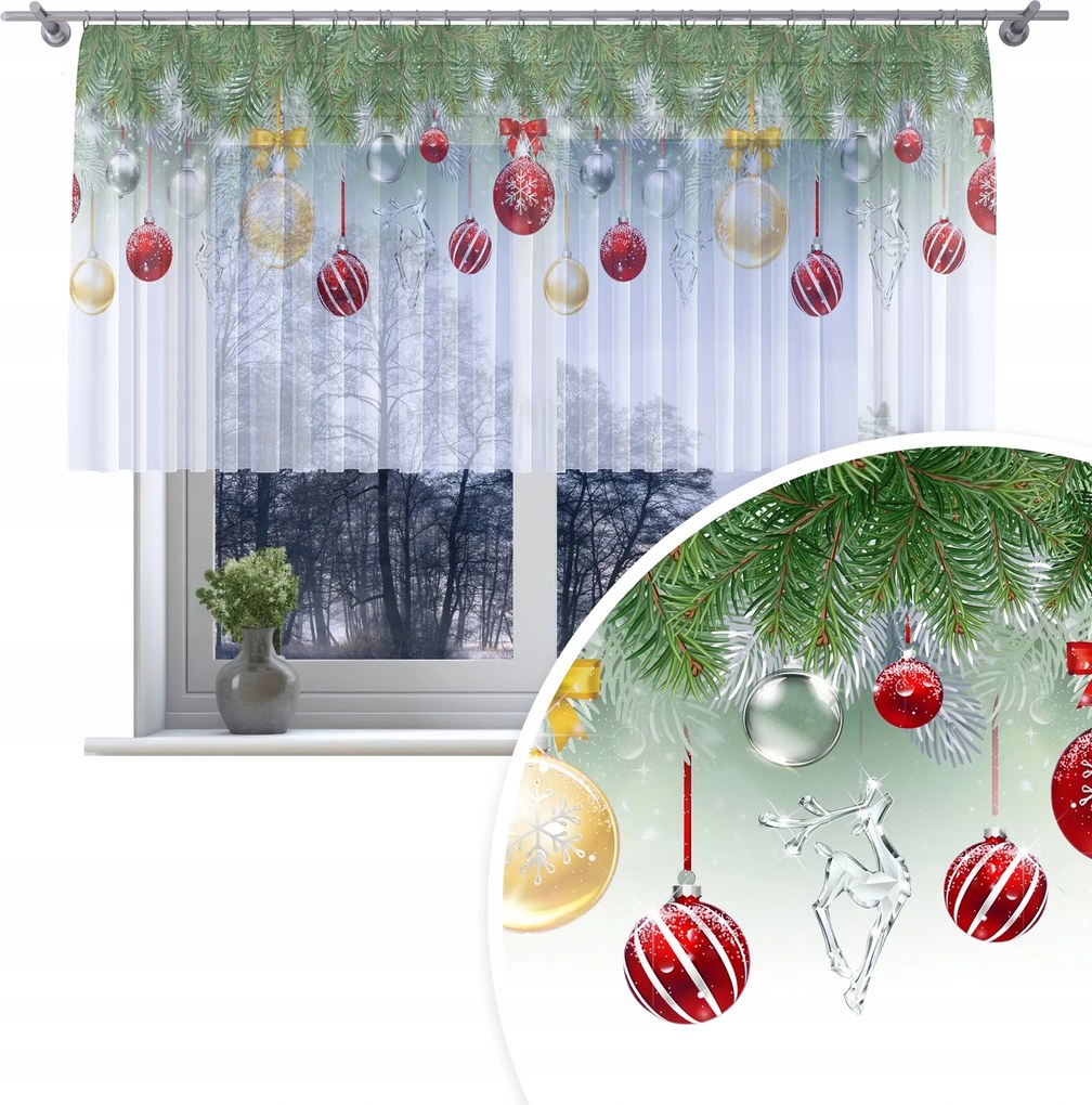 Kész Függöny 300x120 Fátyol Festett Karácsonyi Minta Békáknak 481 Karácsony