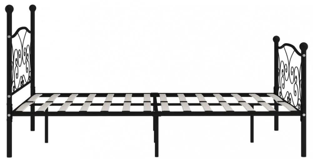 fekete fém ágykeret lécezett ágyráccsal 140 x 200 cm