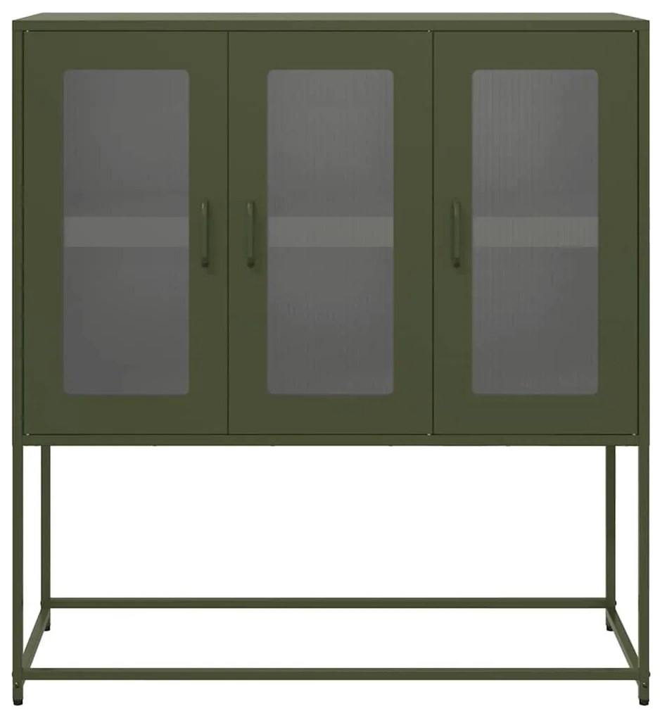 olívazöld hidegen hengerelt acél tálalószekrény 100,5x39x107 cm