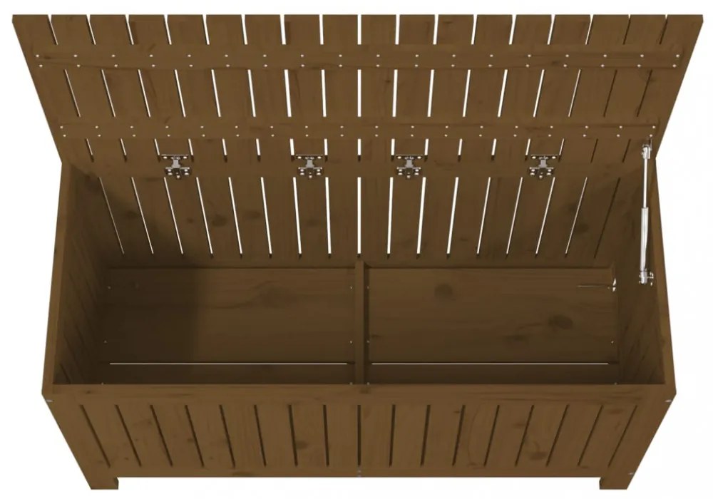 mézbarna tömör fenyőfa kerti tárolóláda 115 x 49 x 60 cm
