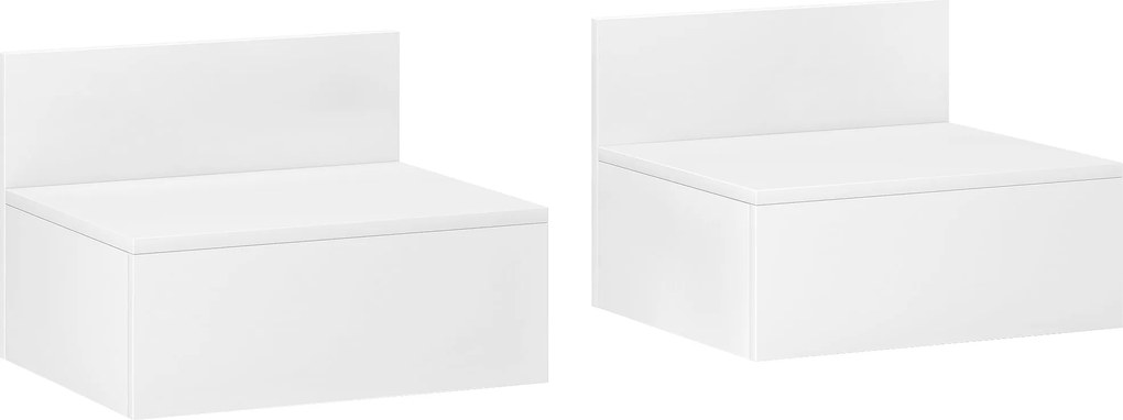 HOMCOM 2 db F Floating Éjjeliszekrény Hálószobához Fiókkal, 43x36.5x30.5 cm, Fehér | Aosom