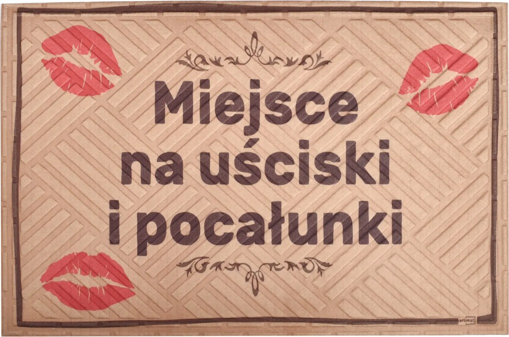 Lábtörlő Puszi 40x60 cm – vicces felirat ölelés és csókok számára