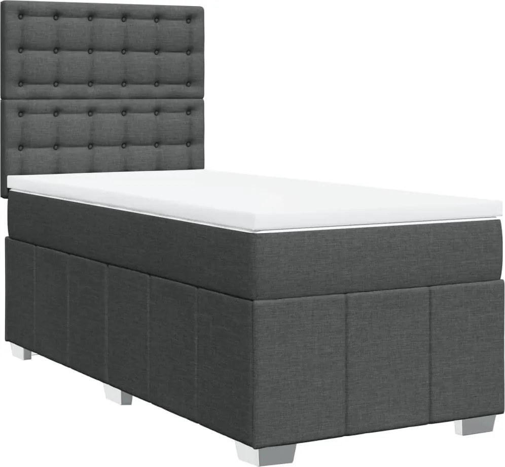 vidaXL sötétszürke szövet rugós ágy matraccal 80 x 200 cm