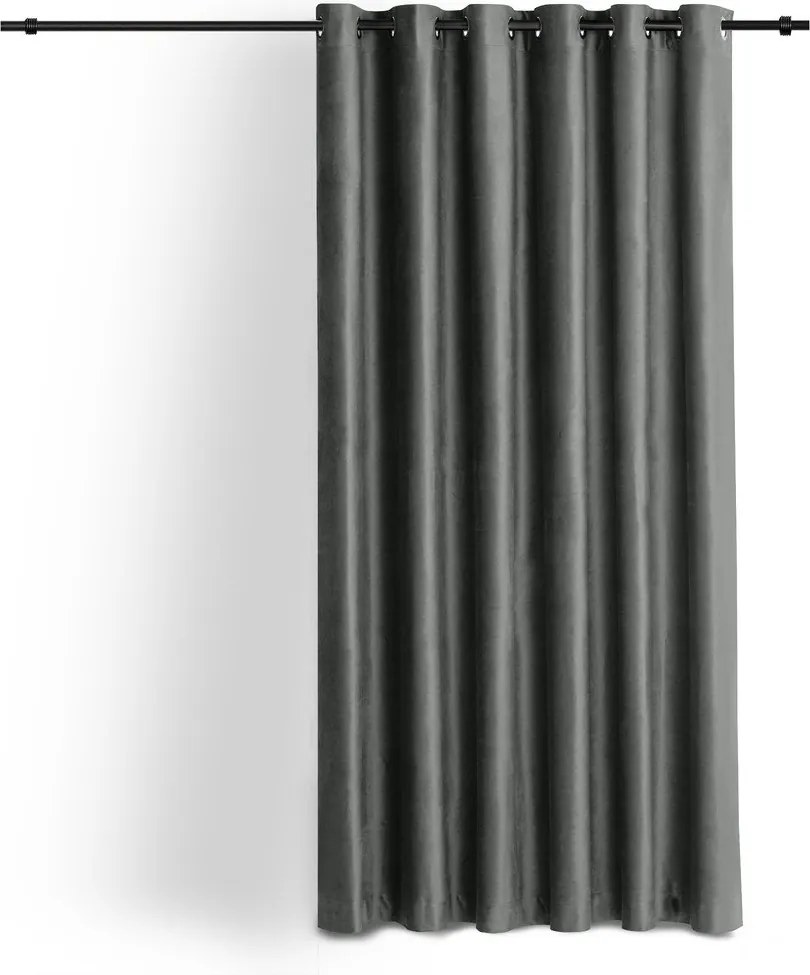 Sötétszürke bársony dimout (részleges sötétítő) függöny 265x225 cm Velto – Filumi