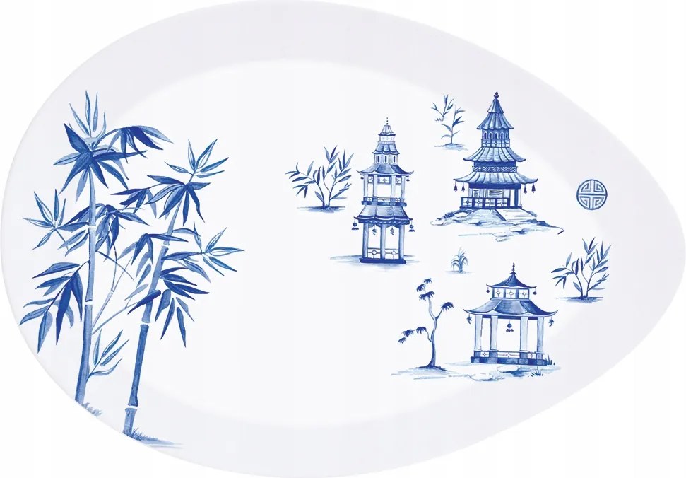 Patera tálca fehér bambusz mintás minimalizmus dekoráció ajándék