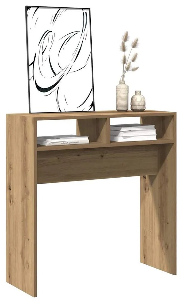 kézműves tölgy színű szerelt fa dohányzóasztal 78 x 30 x 80 cm