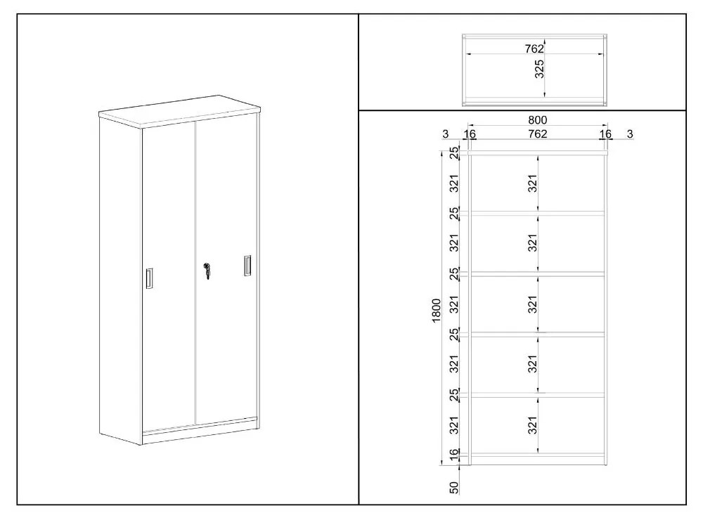 SimpleOffice magas szekrény 80 x 40 x 180 cm, nyír