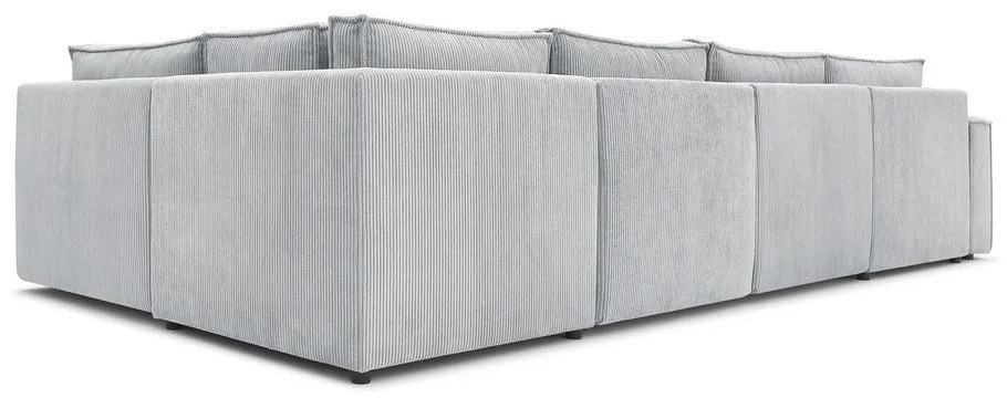 Világosszürke kordbársony sarokkanapé (jobb oldali-"U" alakú) Nihad modular – Bobochic Paris