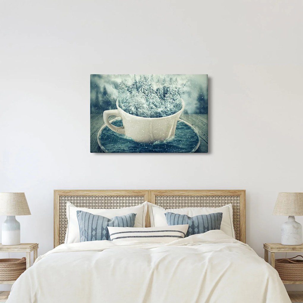 Kép - Téli világ egy bögrében (90x60 cm)